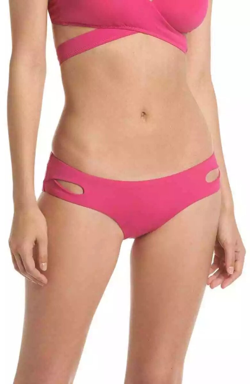 Becca Womens Swimwear Tab Side Color Code Hipster Bikini bottom Pink Sz M